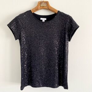 Charter Club Sequin Black Top Size Medium
